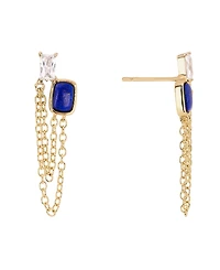 Macy's Gold-Plated Lapis Howlite Simulated Cubic Zirconia Chain Drop Earrings
