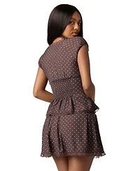 Florence By Mills Juniors' Lace-Trim Printed Cap-Sleeve Top