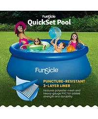 Funsicle 8' x 30" QuickSet Inflatable Ring Top Outdoor Above Ground Pool With Pump