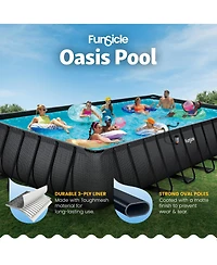 Funsicle 24 Ft Oasis Designer Lap Above Ground Pool w/ Pump, Dark Chevron Rattan