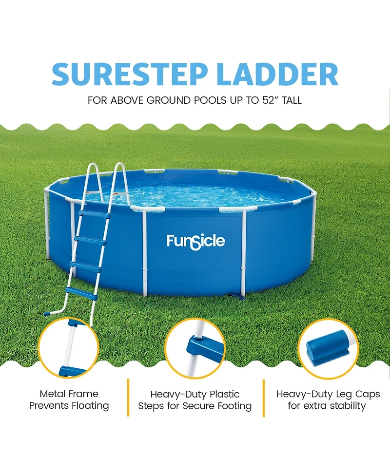 Funsicle 52 Inch SureStep 4 Stair Outdoor Above-Ground Swimming Pool Ladder