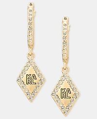 Karl Lagerfeld Paris Pave Logo Charm Hoop Earrings