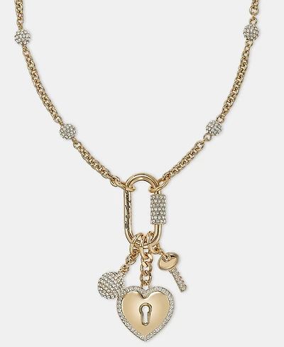 Karl Lagerfeld Paris Pave Multi-Charm Carabiner Lariat Necklace, 16" + 3" extender