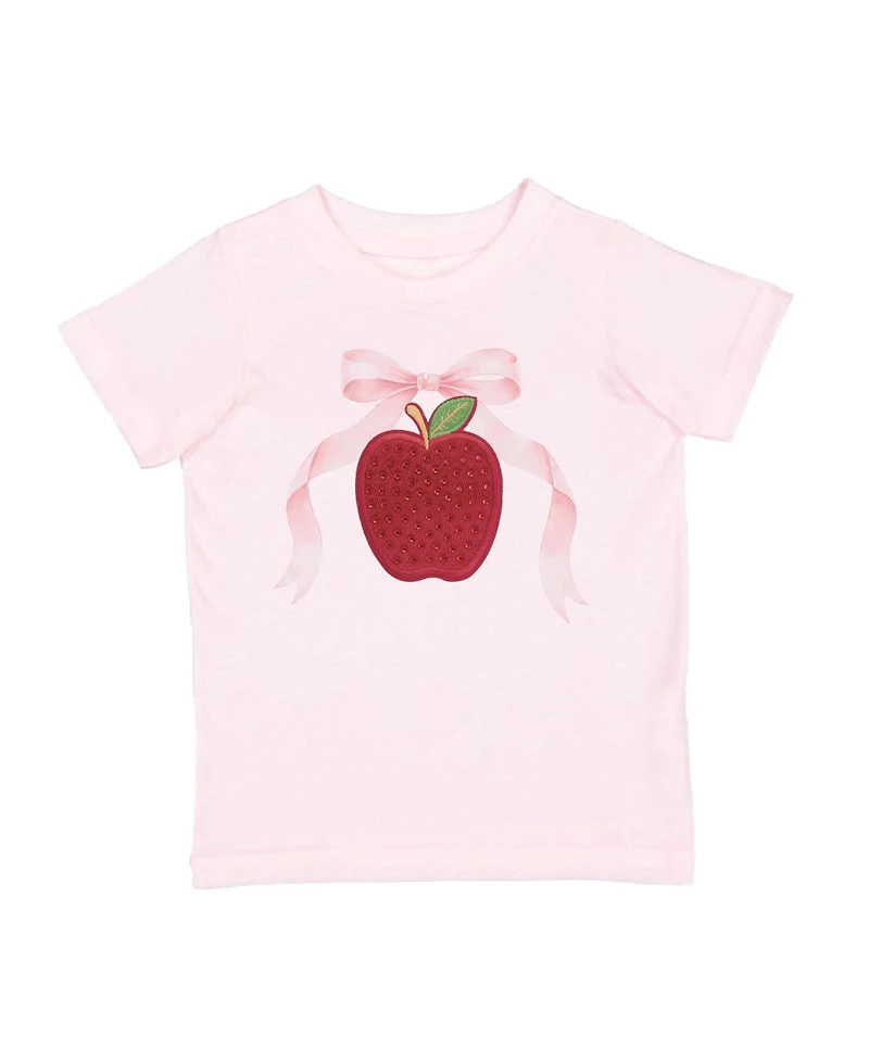 Sweet Wink Toddler Girls Apple Rhinestone Patch Short Sleeve T-Shirt