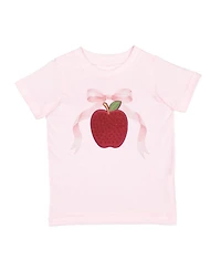 Sweet Wink Toddler Girls Apple Rhinestone Patch Short Sleeve T-Shirt
