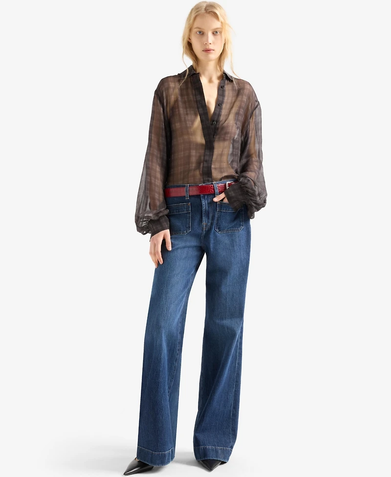 7 For All Mankind Women's Modern Dojo High-Rise Flare Jeans