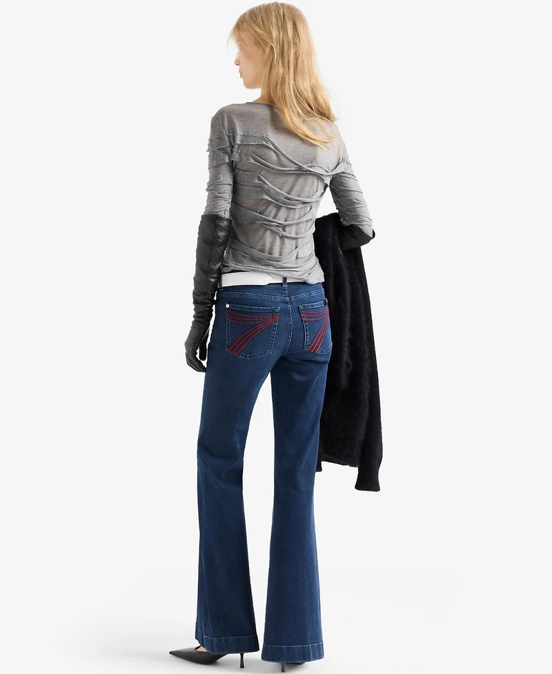 7 For All Mankind Women's Dojo Mid-Rise Flare Jeans