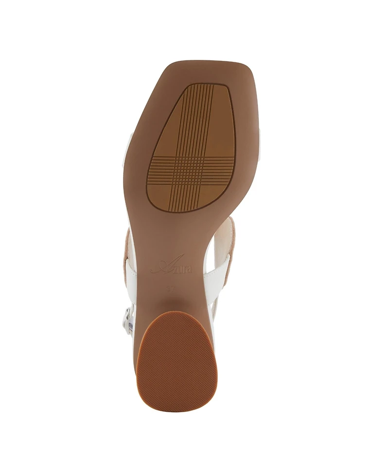 Azura Broider Women's Buckle Leather Sandals with Cushioned Footbed