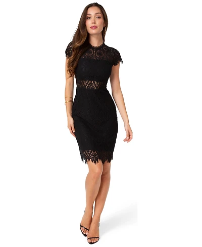 Bebe Women's Lace Short Sleeve Illusion Dress