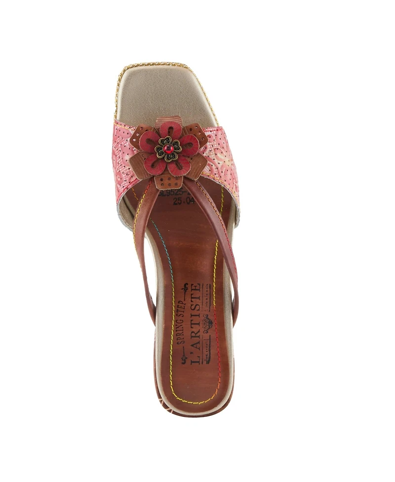 L'Artiste Women's Europa Strappy Sandal with Floral Vamp