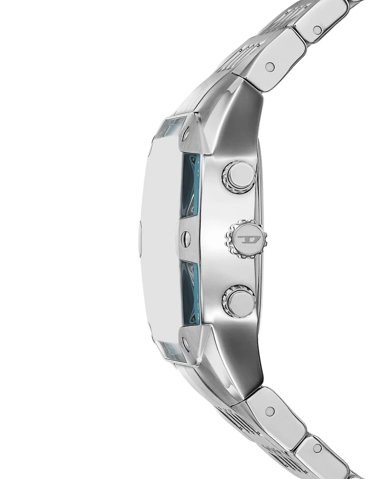 Diesel Men's Spiked Cushion Quartz Chronograph Silver Stainless Steel Watch 45mm