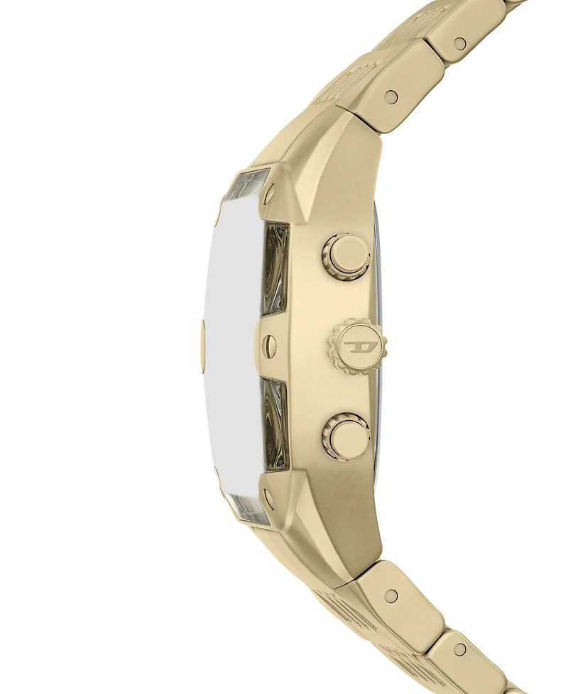 Diesel Men's Spiked Cushion Quartz Chronograph Gold Stainless Steel Watch 45mm