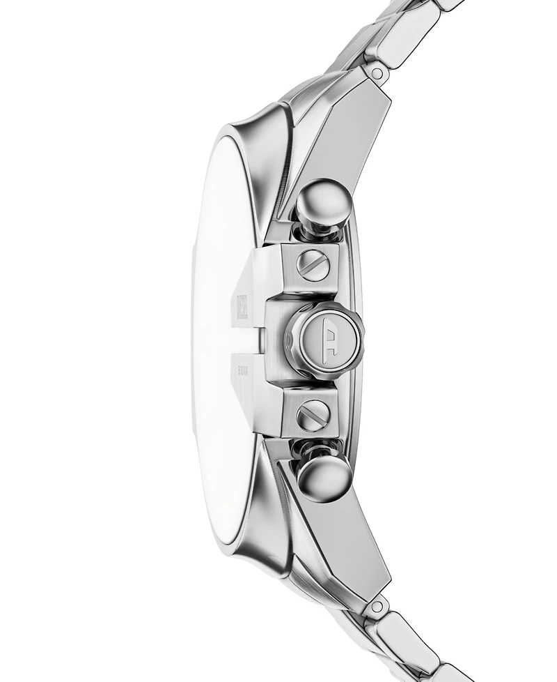 Diesel Men's Mega Chief Slim Quartz Chronograph Silver Stainless Steel Watch 48mm
