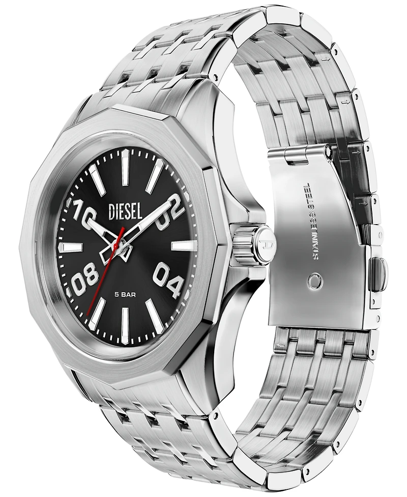 Diesel Men's Stinger Three-Hand Quartz Silver Stainless Steel 44mm