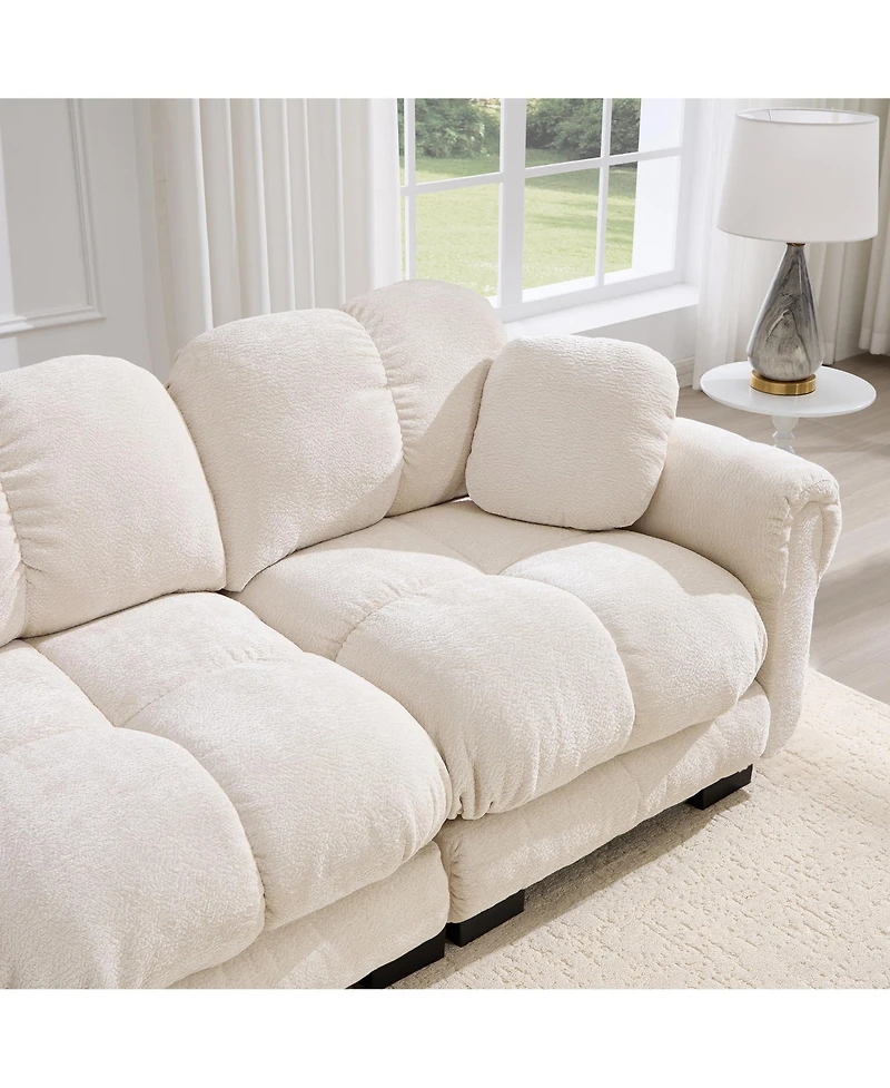 Boyel Living Chenille Cloud Loveseat Sofa with Exquisite Pillows Soft Padded Armrests Stylish Petal Design Fits Rooms and Bedrooms