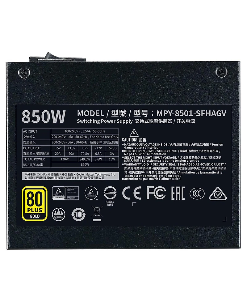 Coolermaster V850 Sfx 850W 80 Plus Gold Power Supply for Mini-itx to E-atx Cases