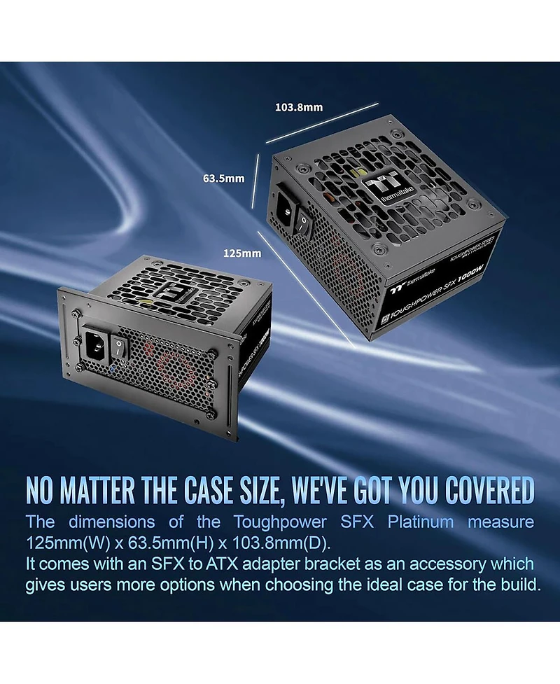 Thermaltake Toughpower Sfx Tt Premium Edition 1000W 80 Plus Platinum Power Supply Compatible with Atx 3.1 and Intel Sfx 12V 4.1 Standards