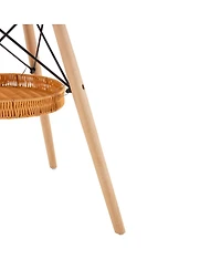 Streamdale 31.5'' Circular Dining Table with Woven Storage Basket and Wood Legs