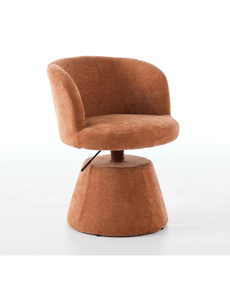 Streamdale Furniture Streamdale Adjustable Swivel Chenille Bar Stool Modern Round Accent Chair Terracotta