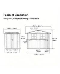 Streamdale Furniture 6x9 Ft Outdoor Metal Storage Shed with Window Flower Rack and Lockable Doors