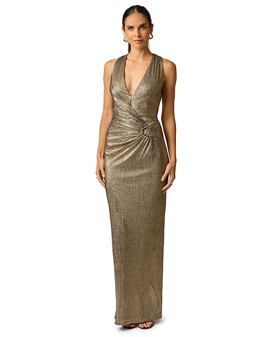 Adrianna Women's V-Neck Metallic Knit Dress