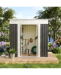 Streamdale Furniture 6x4 Feet Metal Outdoor Garden Storage Shed With Sliding Door