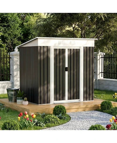 Streamdale Furniture 6x4 Feet Metal Outdoor Garden Storage Shed With Sliding Door