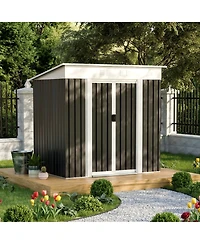 Streamdale Furniture 6x4 Feet Metal Outdoor Garden Storage Shed With Sliding Door