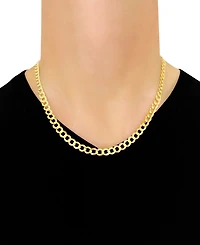 Italian Gold Solid Curb Chain 22" Necklace in 10k Yellow Gold