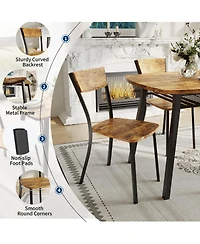 homfan 5 Piece Dining Table Set for 4, 43.3-Inch Kitchen and Chairs of 4 with Storage Rack, Mdf Square Room