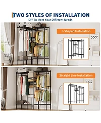 homfan Heavy Duty Metal Garment Rack – Freestanding Storage Shelf and Adjustable Shelves and Hanging Rods – 1000 lb Cap – for Closet, Wardrobe
