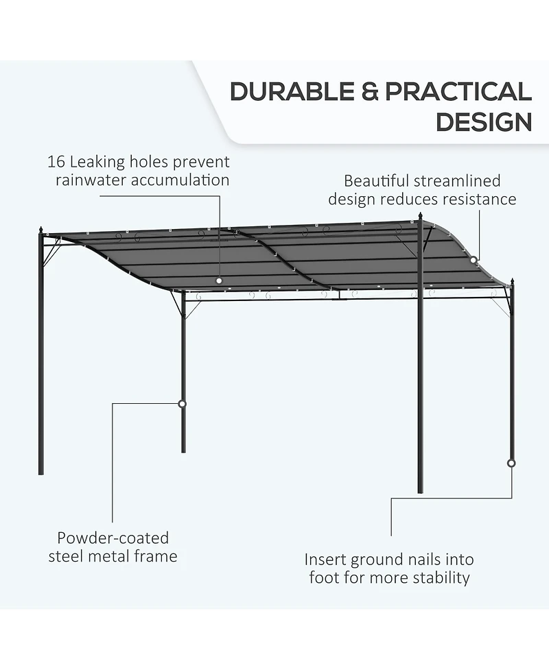 Outsunny 10' x 13' Outdoor Pergola Gazebo, Canopy w/ Drain Holes,