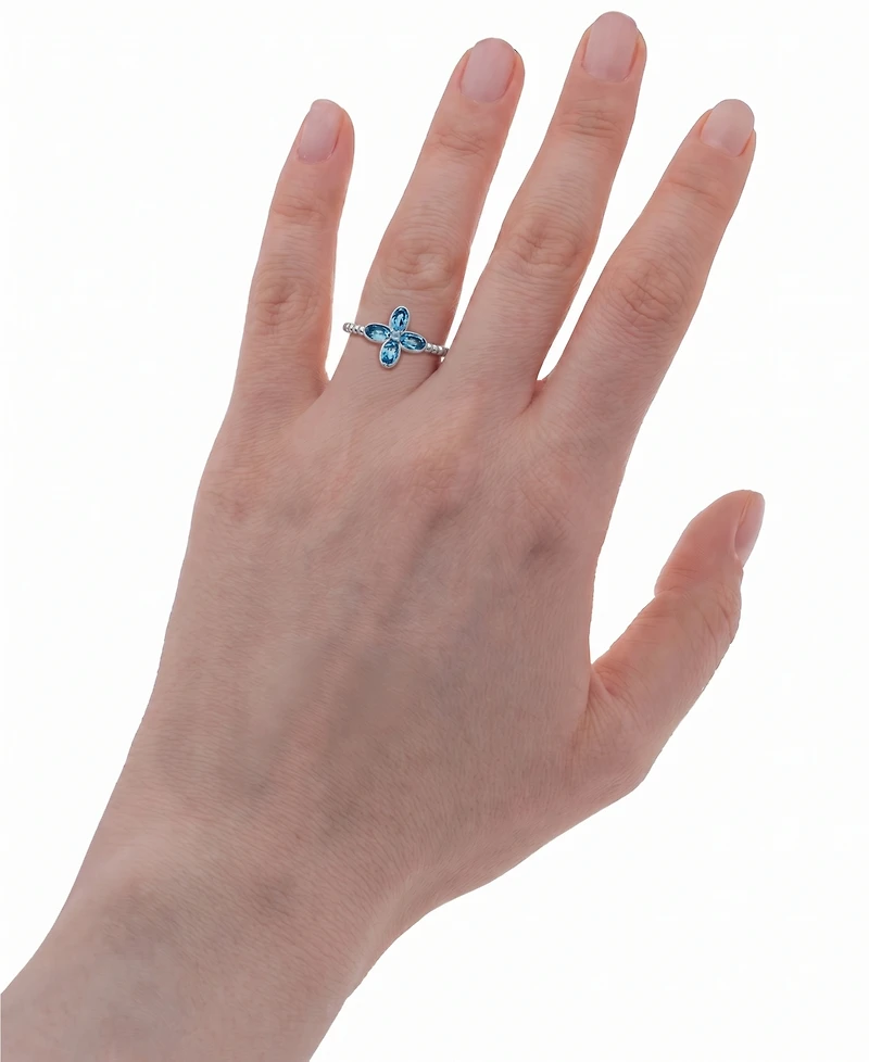 Macy's Blue Topaz (1-1/4 ct. t.w.) Flower Ring in Sterling Silver