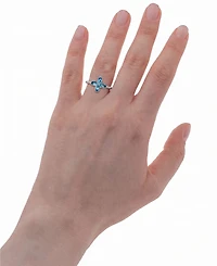 Macy's Blue Topaz (1-1/4 ct. t.w.) Flower Ring in Sterling Silver