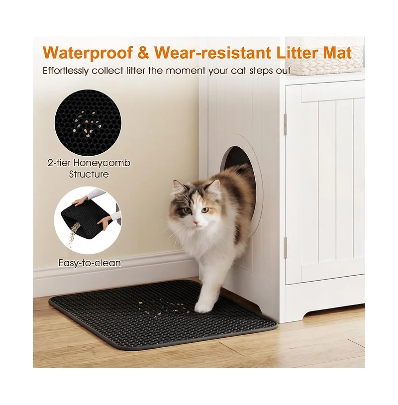 Ruie Hidden Cat Litter Box Enclosure Furniture Washroom with Side Table Top