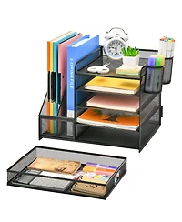 Danrong 5 Tier Desk Organizer with File Trays Magazine Holders and Pen
