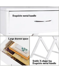 Costway Nightstand X-Shape Drawer Accent side End Table Modern Home Furniture