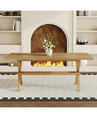 Streamdale Furniture 71" Modern Minimalist Wood and Metal X-Frame Dining Table for 6-8 People