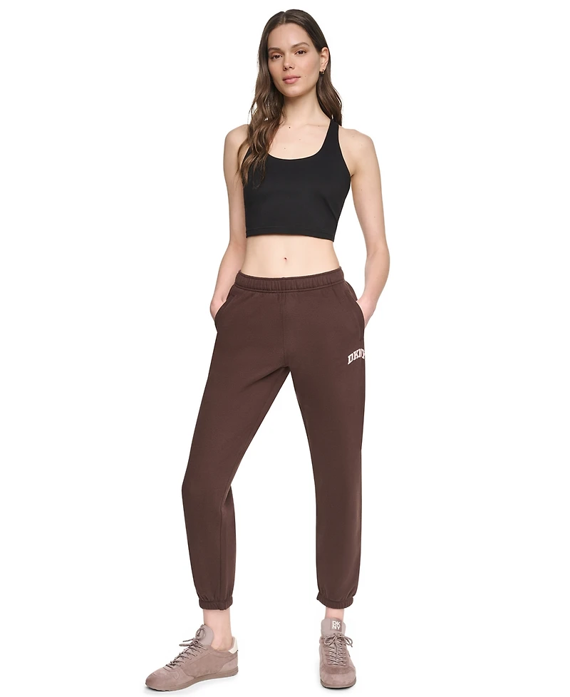Dkny Sport Women's Mini Puff Varsity Logo Mid-Rise Waistband Joggers