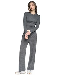 Dkny Sport Women's Crewneck Long-Sleeve Ruched Top