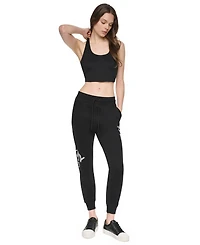Dkny Sport Women's Graffiti Logo Mid-Rise Rib Waist Cuff Joggers