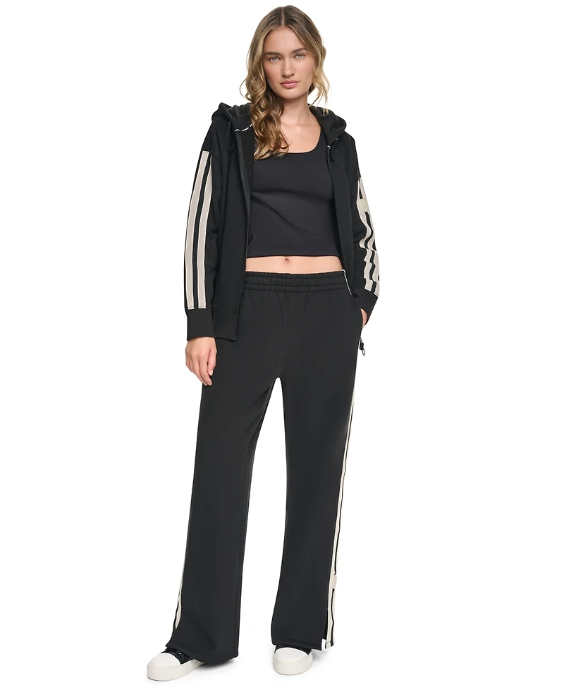 Dkny Sport Women's Textured Tape High-Rise Straight Track Pants