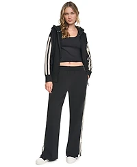 Dkny Sport Women's Textured Tape High-Rise Straight Track Pants