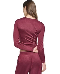 Dkny Sport Women's Crewneck Long-Sleeve Ruched Top