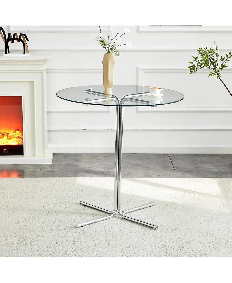 Streamdale Furniture Tempered Glass Round Glass Bar Table