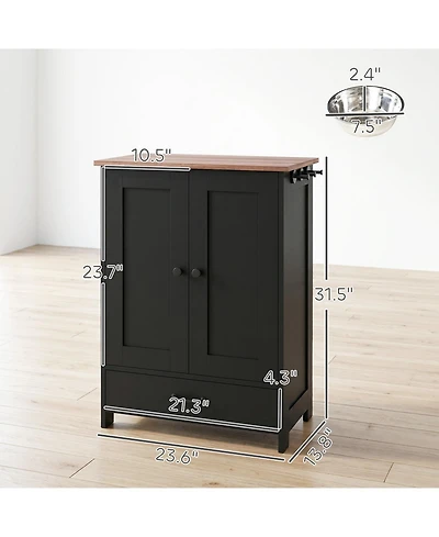 Ruie Dog Feeding Station Cabinet with Hidden Raised Bowls and Adjustable Panel