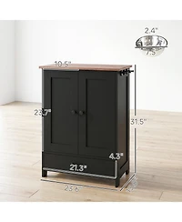 Ruie Dog Feeding Station Cabinet with Hidden Raised Bowls and Adjustable Panel