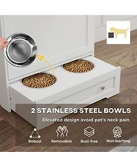 Ruie Dog Feeding Station with Two Storage Cabinets Raised Bowls and Anti Tip Kit