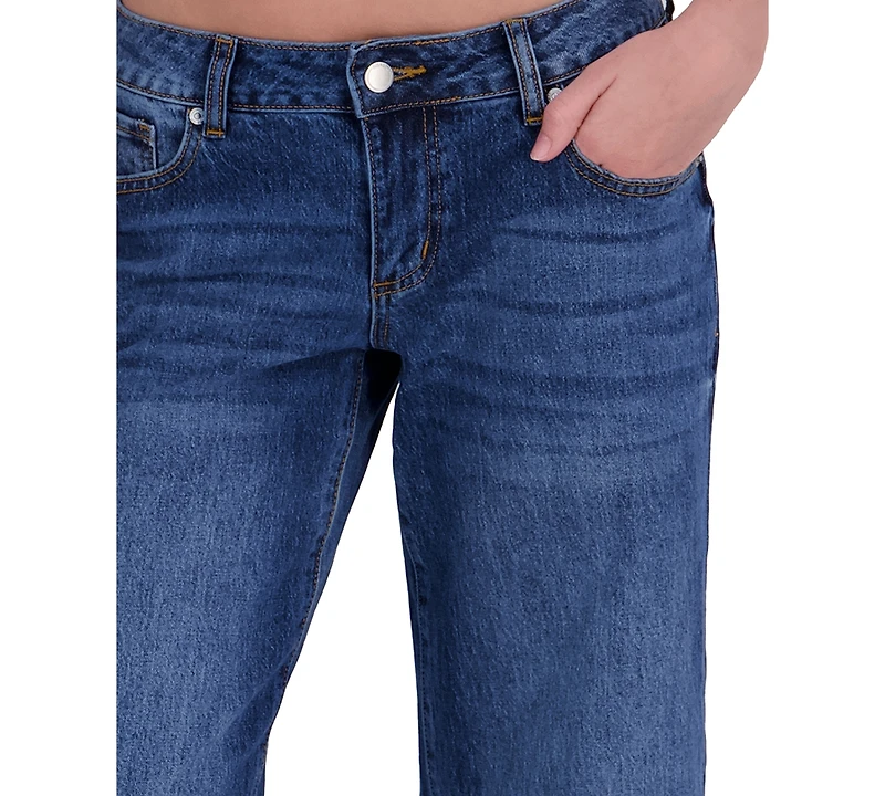 Em & Cass Juniors' Low-Rise Wide-Leg Denim Jeans