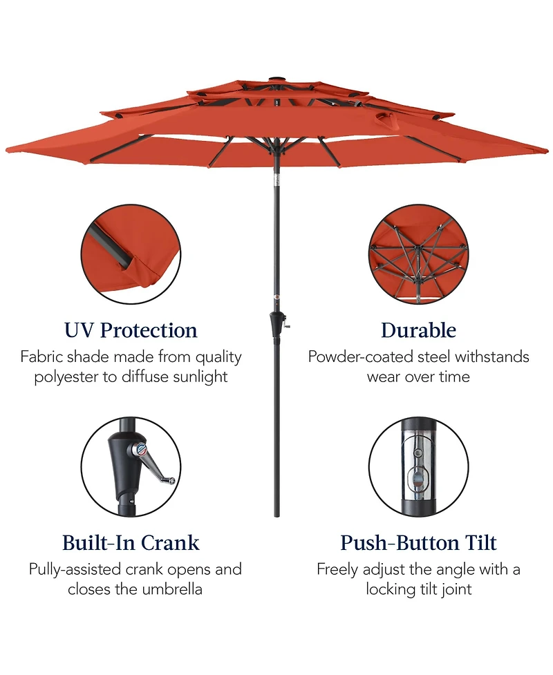 Best Choice Products 10 Feet 3-Tier Patio Umbrella, Market Sun Shade with Tilt Adjustment and Easy Crank